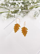 Load image into Gallery viewer, The Fall Leaf Hoops In Mustard (also in silver)
