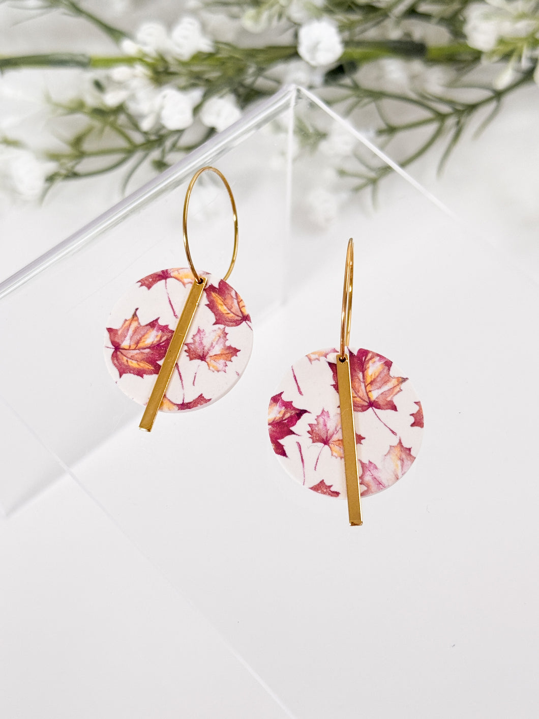 The Maple Leaf Round Hoops (also in silver)