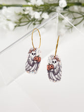 Load image into Gallery viewer, The Coquette Ghost Rectangle Hoops (also in silver)
