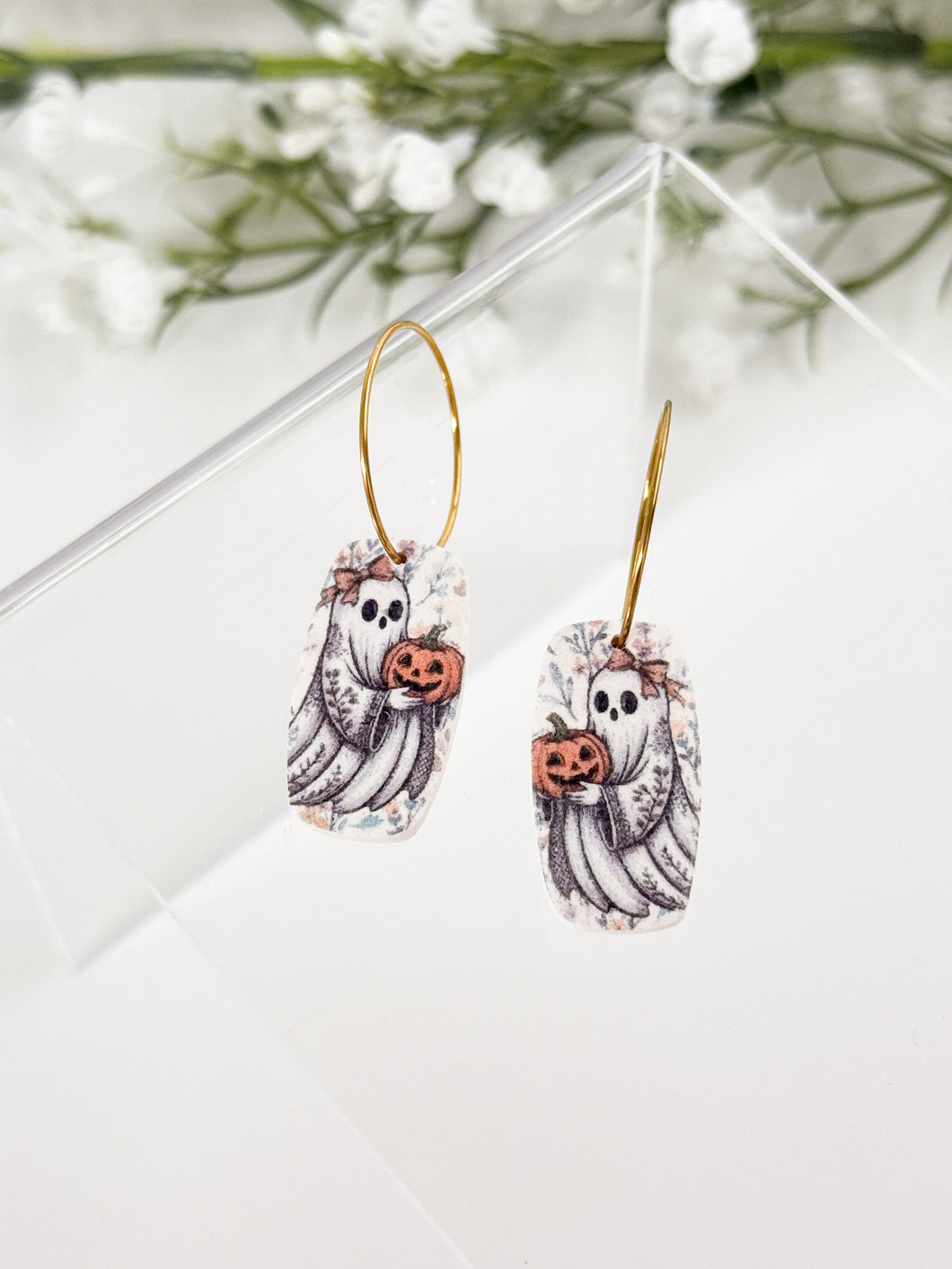The Coquette Ghost Rectangle Hoops (also in silver)