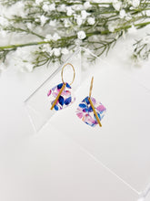 Load image into Gallery viewer, The Purple Leaf Square Hoops (also in silver)
