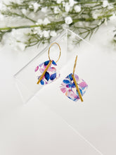 Load image into Gallery viewer, The Purple Leaf Square Hoops (also in silver)
