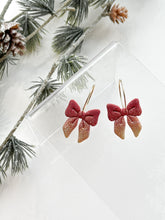 Load image into Gallery viewer, The Sparkly Red Bow Hoops
