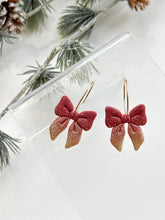 Load image into Gallery viewer, The Sparkly Red Bow Hoops
