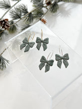 Load image into Gallery viewer, The Green Bow Hoops (also in silver)
