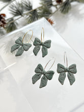 Load image into Gallery viewer, The Green Bow Hoops (also in silver)
