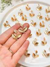 Load image into Gallery viewer, 18K Real Gold Plated Leaves Stud Posts with Stainless Steel Pins
