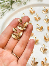 Load image into Gallery viewer, 18K Real Gold Plated Leaves Stud Posts with Stainless Steel Pins
