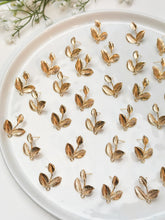 Load image into Gallery viewer, 18K Real Gold Plated Leaves Stud Posts with Stainless Steel Pins
