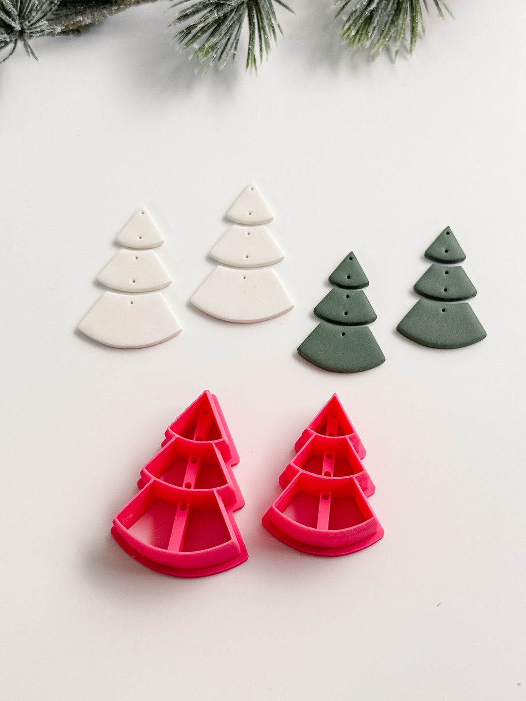 Christmas Tree Rounded Set with Drill Guides Polymer Clay Cutter