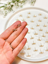 Load image into Gallery viewer, 18K Real Gold Plated Bow Ribbon Knot Stud Posts with 925 Sterling Silver Pins
