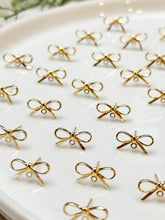 Load image into Gallery viewer, 18K Real Gold Plated Bow Ribbon Knot Stud Posts with 925 Sterling Silver Pins
