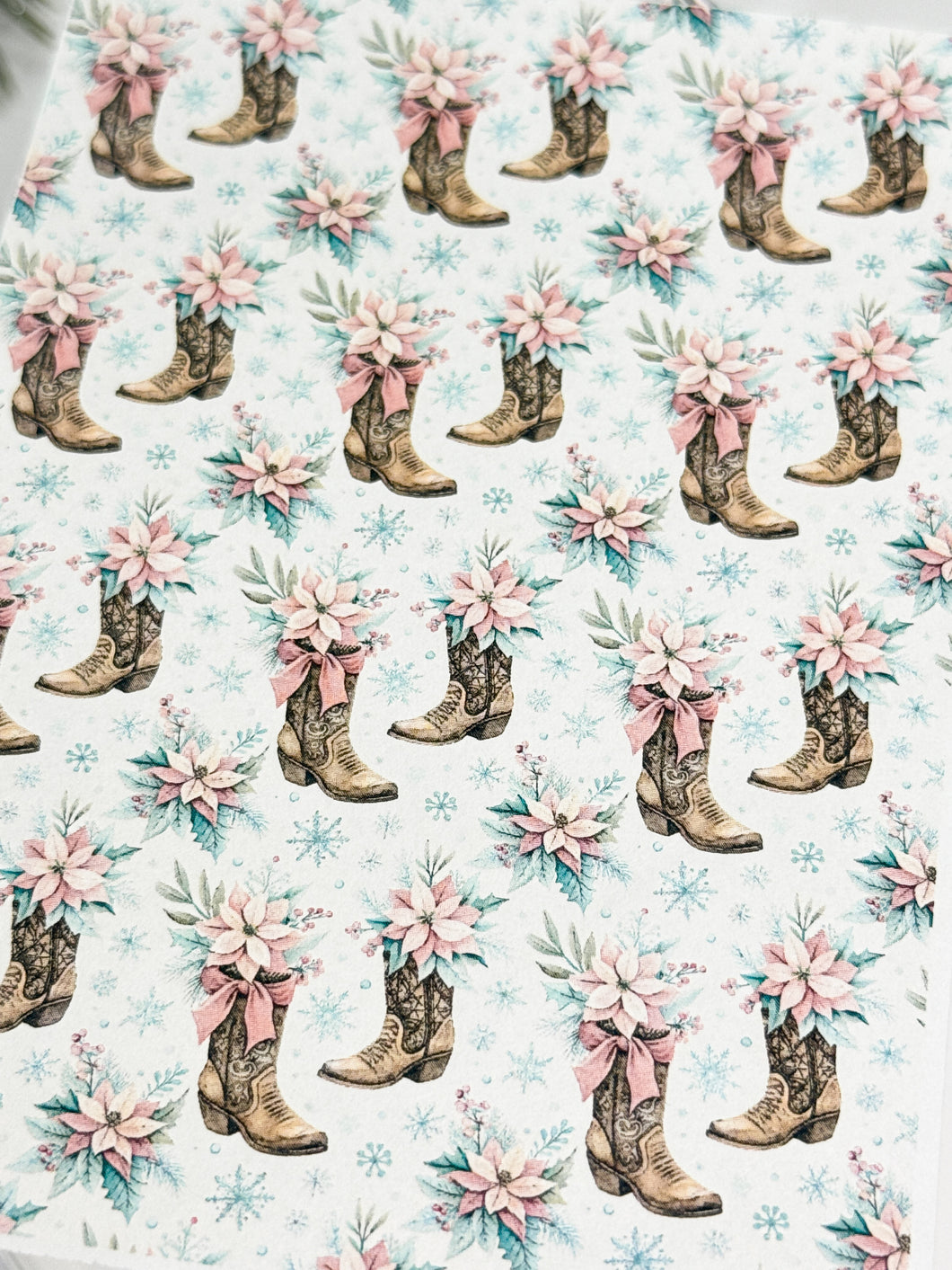 Transfer Paper Sheet 544 Christmas Cowboy Boots | Image Water Transfer