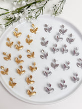 Load image into Gallery viewer, 18K Real Gold/Real Platinum Plated Leaves Stud Posts with Stainless Steel Pins
