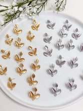 Load image into Gallery viewer, 18K Real Gold/Real Platinum Plated Leaves Stud Posts with Stainless Steel Pins
