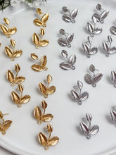 Load image into Gallery viewer, 18K Real Gold/Real Platinum Plated Leaves Stud Posts with Stainless Steel Pins
