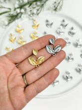 Load image into Gallery viewer, 18K Real Gold/Real Platinum Plated Leaves Stud Posts with Stainless Steel Pins
