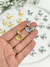 Load image into Gallery viewer, 18K Real Gold/Real Platinum Plated Leaves Stud Posts with Stainless Steel Pins

