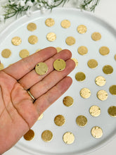 Load image into Gallery viewer, 18K Gold Plated Textured Brass Circle with Two Holes
