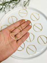 Load image into Gallery viewer, 18K Gold Plated Textured Brass Circle Bezel Charm
