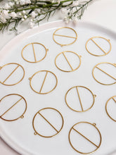 Load image into Gallery viewer, 18K Gold Plated Textured Brass Circle Bezel Charm
