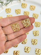 Load image into Gallery viewer, 18K Gold Plated Hammered Trapezoid Connector with Two Holes
