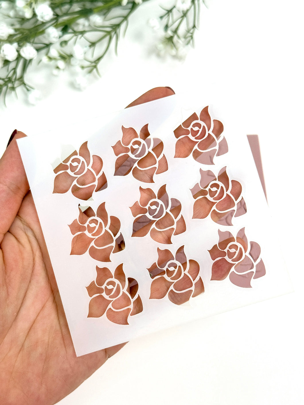 Roses #1 Clay Stencil Sheet | Reusable Polymer Clay Texture Stencil