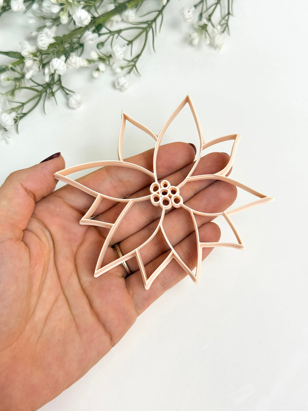 Poinsettia Flower Christmas Tree Ornament Detailed Polymer Clay Cutter | Christmas Cutters