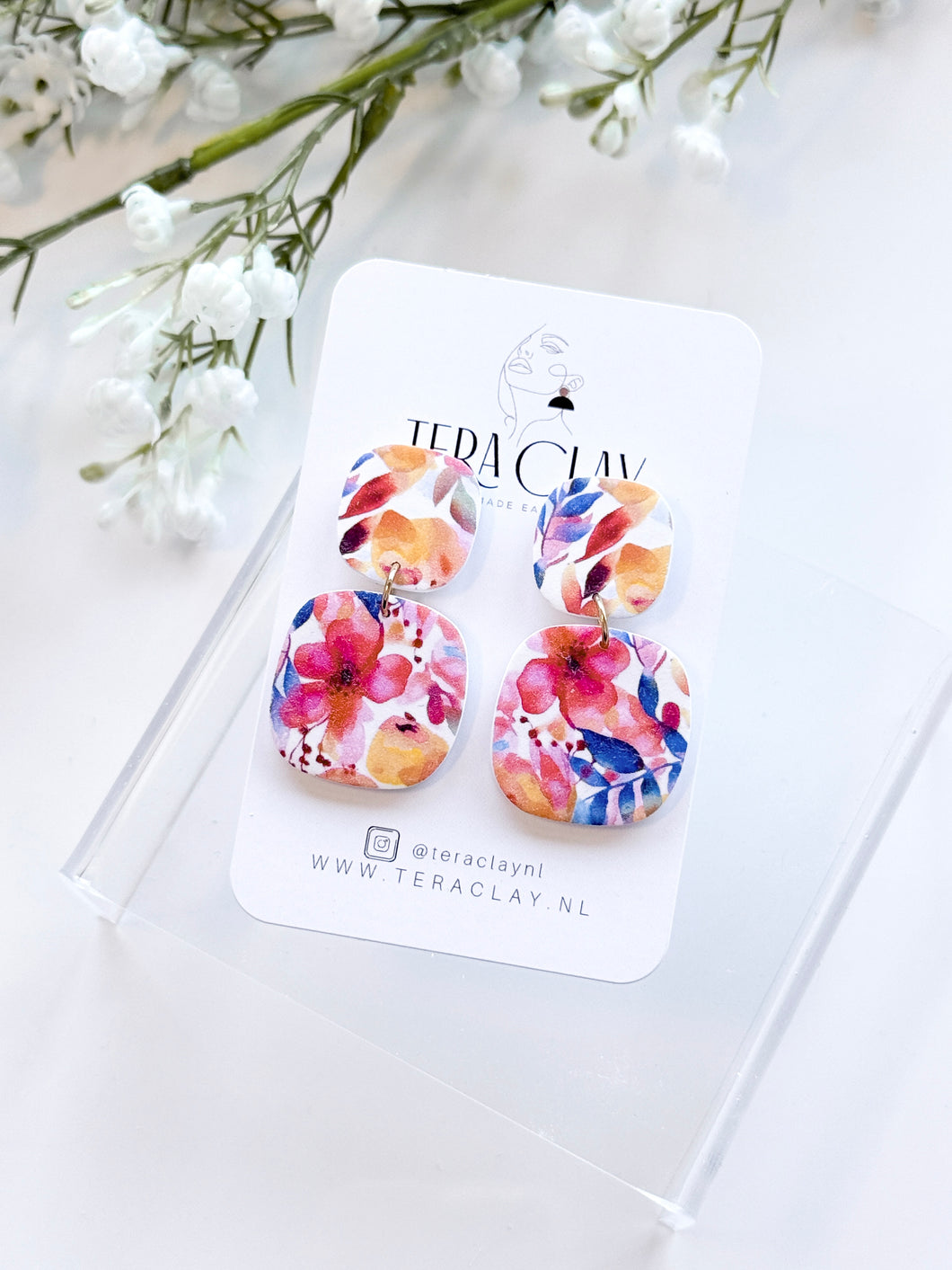 The Red Flower Organic Square Dangles