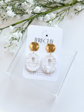 Load image into Gallery viewer, The White Marble Oval Dangles
