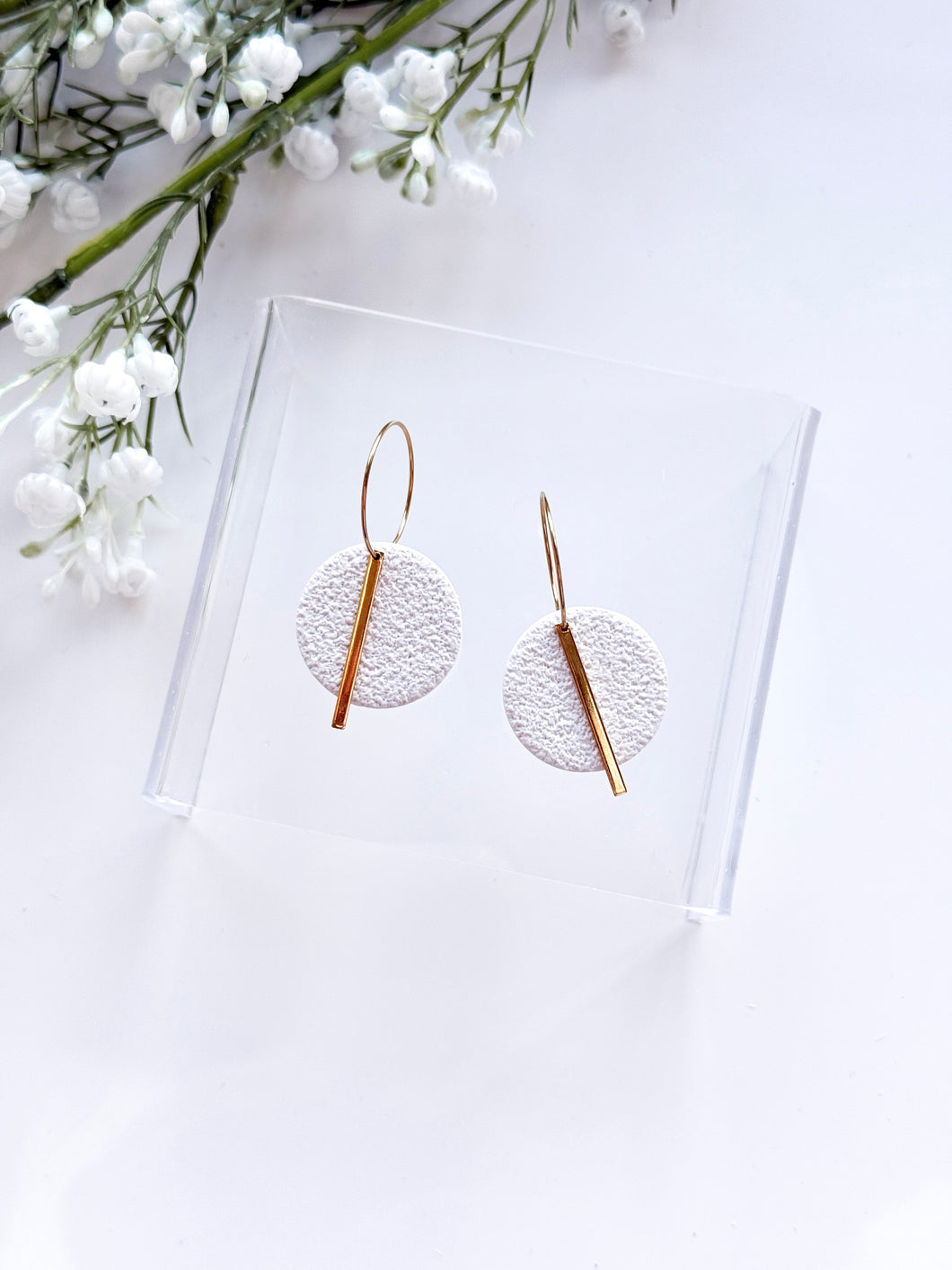 The Textured Round Hoops In Ivory White