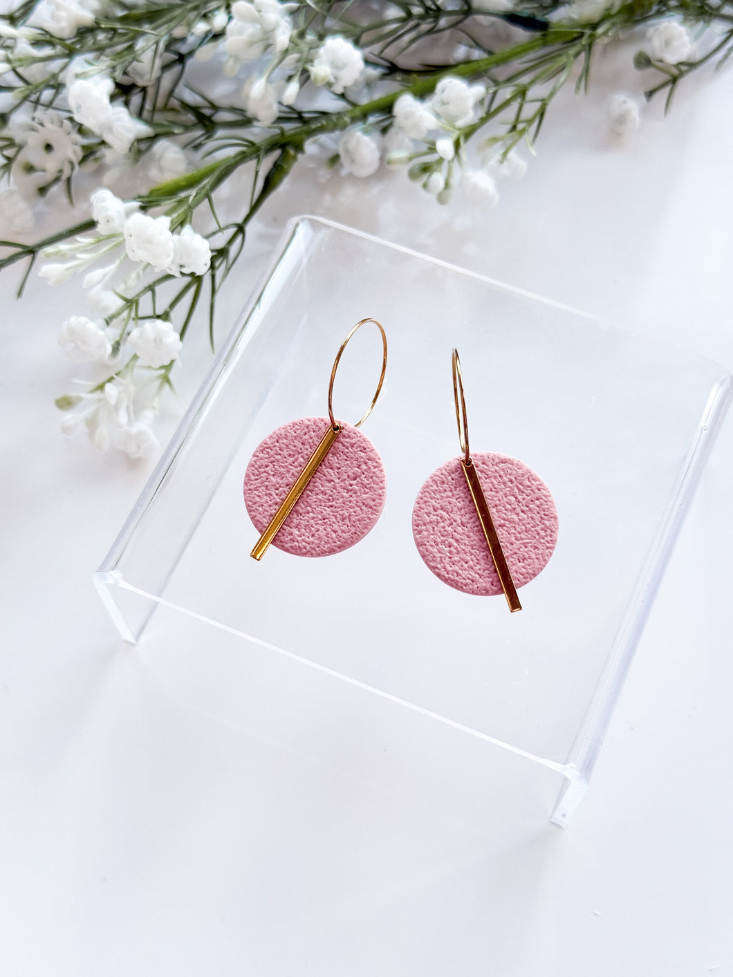 The Textured Round Hoops In French Pink