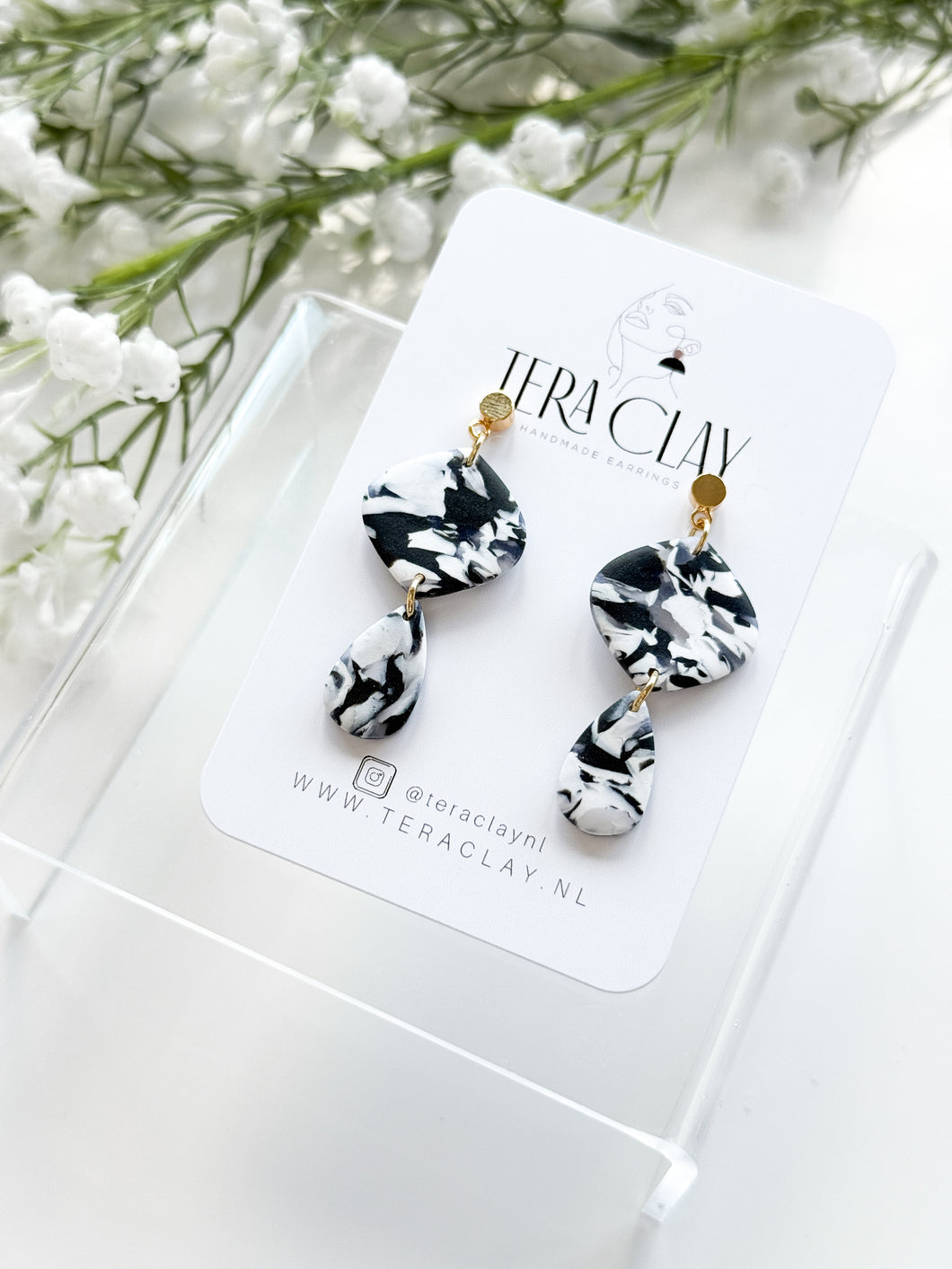 The Black & White Marble Dangles