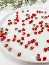 Load image into Gallery viewer, 18K Gold Plated Strawberry Enamel Brass Pendants
