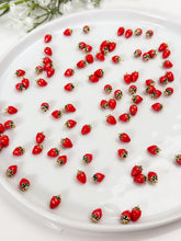 Load image into Gallery viewer, 18K Gold Plated Strawberry Enamel Brass Pendants
