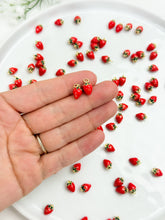 Load image into Gallery viewer, 18K Gold Plated Strawberry Enamel Brass Pendants
