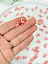 Load image into Gallery viewer, 18K Gold Plated Flamingo Brass Enamel Pendants
