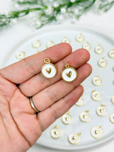 Load image into Gallery viewer, 18K Gold Plated Round with Heart Enamel Brass Charm/Pendant
