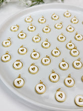 Load image into Gallery viewer, 18K Gold Plated Round with Heart Enamel Brass Charm/Pendant
