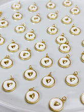 Load image into Gallery viewer, 18K Gold Plated Round with Heart Enamel Brass Charm/Pendant
