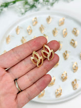Load image into Gallery viewer, 18K Gold Plated Leaf Stud Post with Vertical Loop
