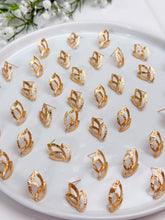 Load image into Gallery viewer, 18K Gold Plated Leaf Stud Post with Vertical Loop
