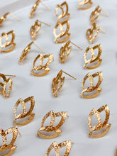 Load image into Gallery viewer, 18K Gold Plated Leaf Stud Post with Vertical Loop
