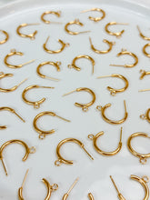 Load image into Gallery viewer, 18K Gold Plated Huggie Hoop Solid Stud Post with Vertical Loop
