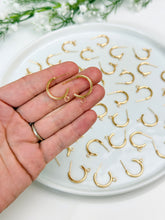 Load image into Gallery viewer, 18K Gold Plated Huggie Hoop Solid Stud Post with Vertical Loop
