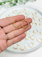Load image into Gallery viewer, 18K Gold Plated Huggie Hoop Solid Stud Post with Vertical Loop
