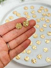 Load image into Gallery viewer, 18K Real Gold Plated Hammered Circle Connector with Two Holes
