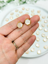 Load image into Gallery viewer, 18K Gold Plated Hexagon with Natural Shell Connector with Two Loops
