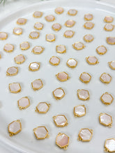 Load image into Gallery viewer, 18K Gold Plated Hexagon with Natural Shell Connector with Two Loops

