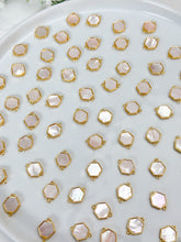 Load image into Gallery viewer, 18K Gold Plated Hexagon with Natural Shell Connector with Two Loops
